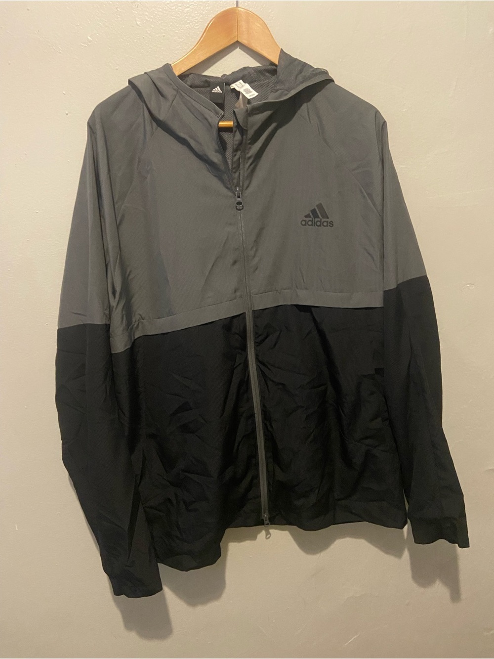 adidas Two-Tone Gray and Black Lightweight Hooded Jacket